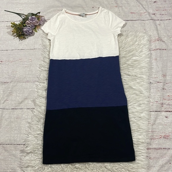 Boden Slub Colorblock Striped Crewneck T-Shirt Dress Long Fit - Picture 2 of 11